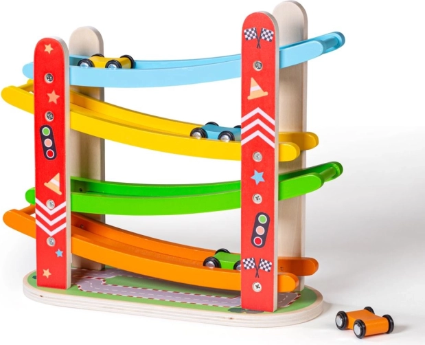 Træ racerbane til biler fra Bigjigs Toys
