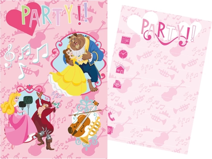 Sæt med partyinvitationer og kuverter DISNEY PRINSESSER 15 × 10 cm (5+5)
