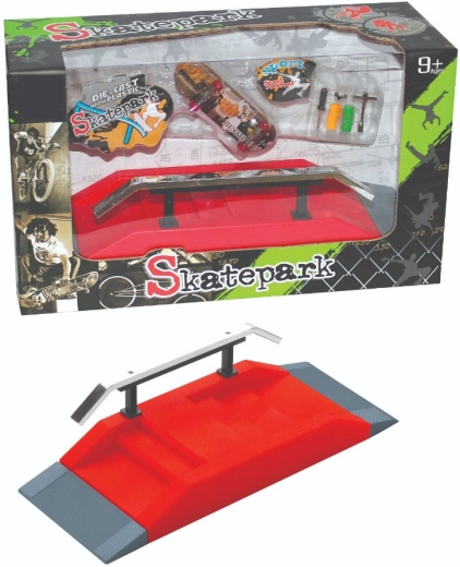 Fingerboard skatepark-sæt med metalrail