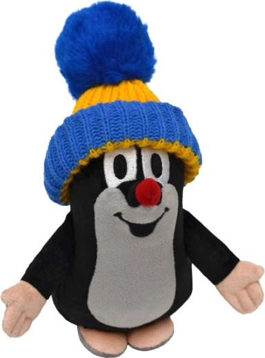 Moravská ústředna Krteček plysbamse 20 cm med blå-gul hue - 1 stk.