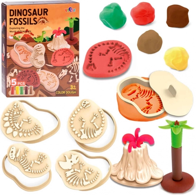 Sæt med modellervoks med dinosaurforme og værktøj