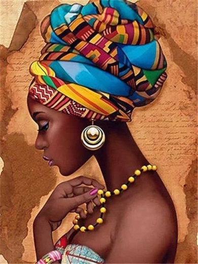 Norimpex diamantmaling Afrikansk kvinde i turban 30 × 40 cm