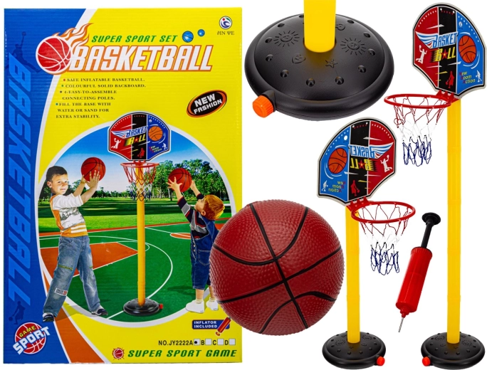 Basketballsæt til børn med stander, bold og pumpe