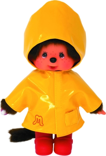 Monchhichi dreng i gul regnfrakke 20 cm