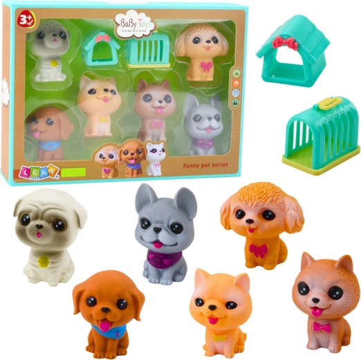 Gummi figurer af hunde med lyd - sæt 6 stk