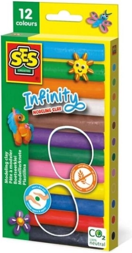 SES Plastilina Infinity 12 farver 180 g