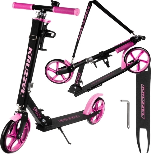 By-scooter, sammenklappelig, med store hjul 200 mm og fodbremse – Rosa