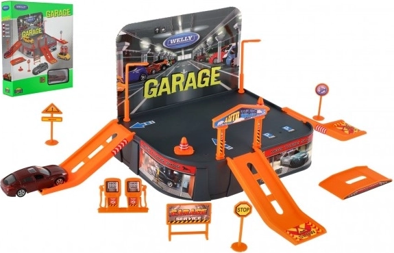 Garagelegetøj med bil Welly Porsche