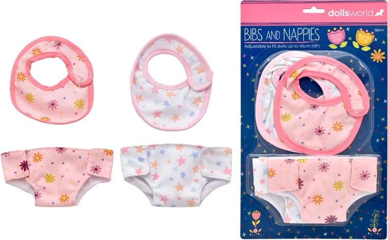 Dolls World savlesmække og bleer til dukker 46 cm