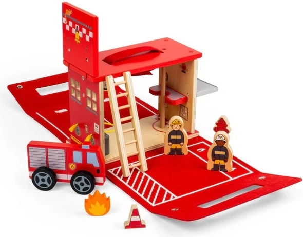 Bigjigs Toys bærbar træbrandstation