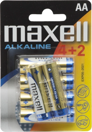 Alkalisk AA LR6-batteri 1,5 V, 6 stk.