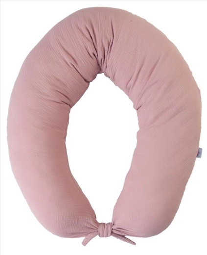 BabyMatex Moon graviditets- og ammepude i musselin, 260 cm, gammelrosa