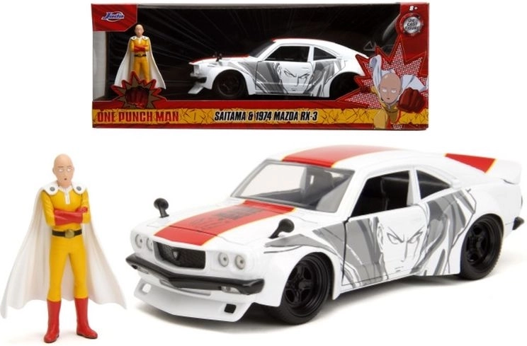 Jada One-Punch Man 1974 Mazda RX-3 1:24 med Saitama-figur