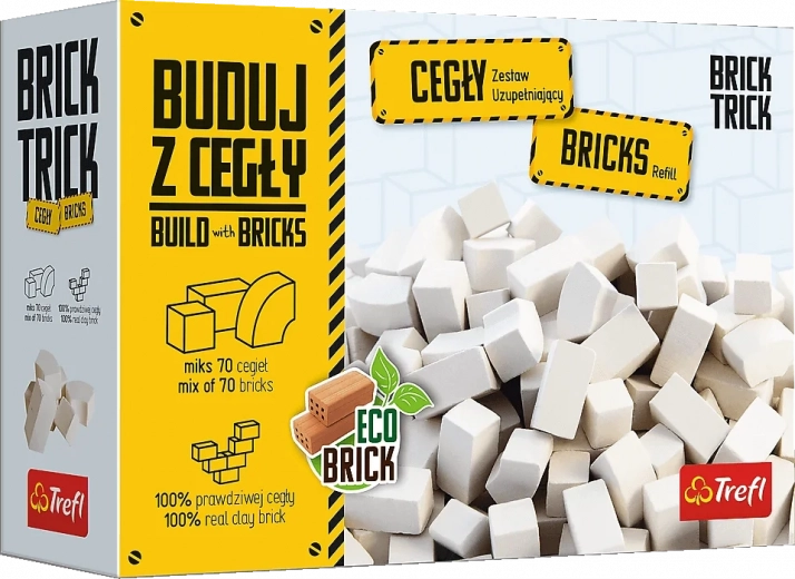Trefl Brick Trick pakke med hvide mursten, mix 70 stk.