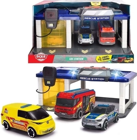 Dickie Toys redningsstation med 3 køretøjer