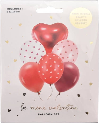 Sæt valentinsballoner (mix af latex og folie) 6 stk