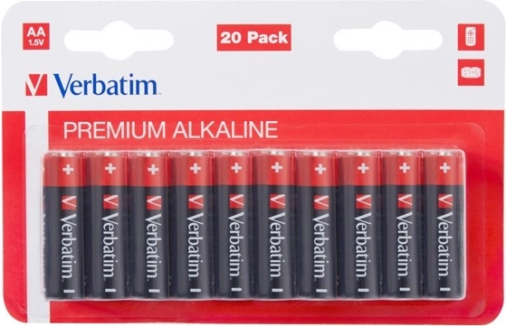 Alkaliske batterier AA 1,5 V VERBATIM, pakke med 20 stk.