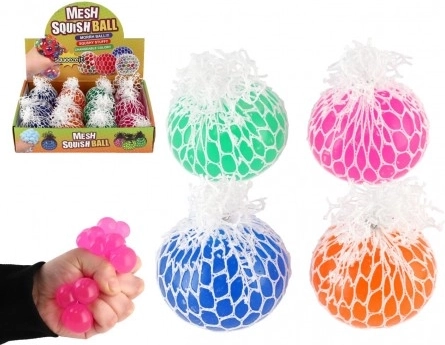 Antistress klemmbold med net 6 cm – 4 farver