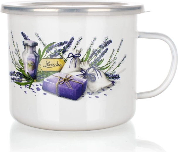Emaljekop Lavender 0,9 l med plastlåg
