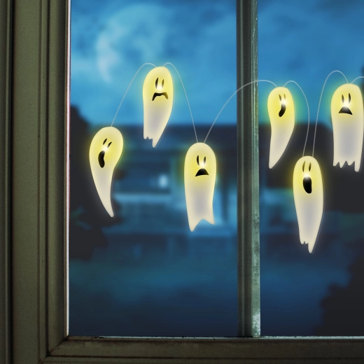 Halloween LED-vinduesdekoration med spøgelser, 85 cm