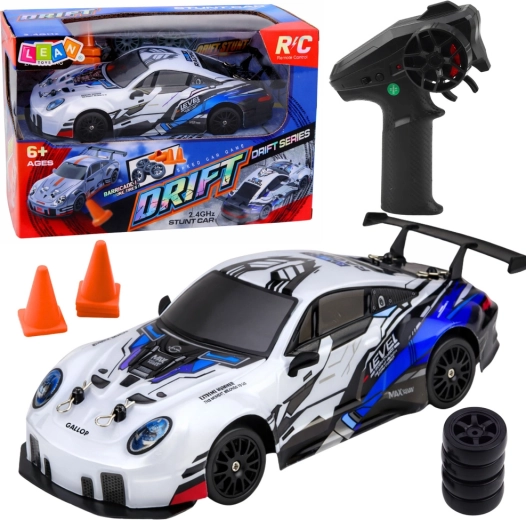 RC driftracer bil 1:24, 2,4 GHz, 4WD, LED – blå