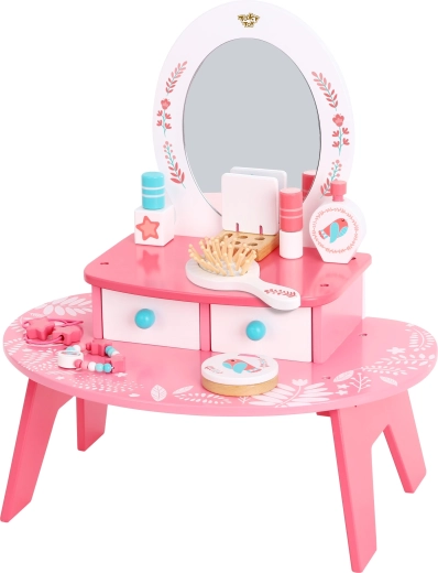 Lyserødt toiletbord i træ med spejl TOOKY TOY