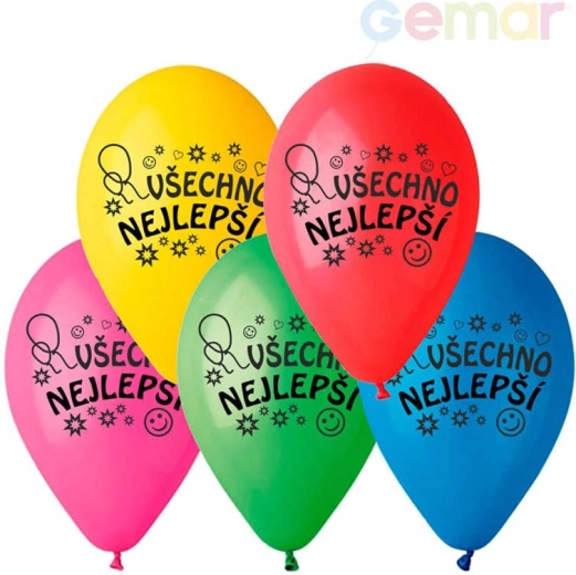 Gemar latexballon med tryk "Alt det bedste" 26 cm - 1 stk.