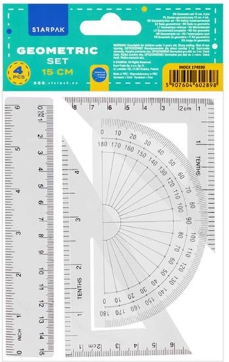 Starpak sæt med geometriske linealer