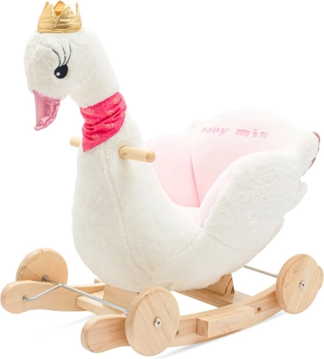 Gyngende legetøj med hjul og melodi Baby Mix svane hvid