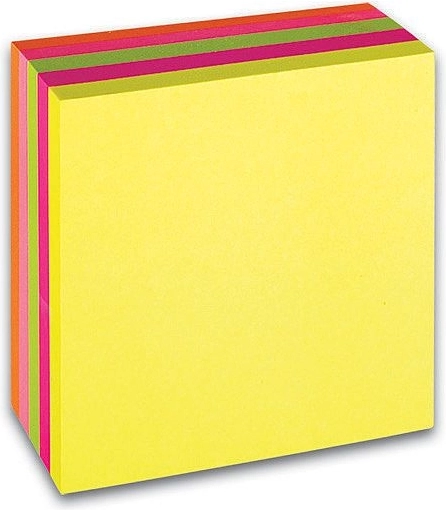Selvklæbende blok CONCORDE 76 × 76 mm, neon, terning 5 farver (5 × 80 sedler)