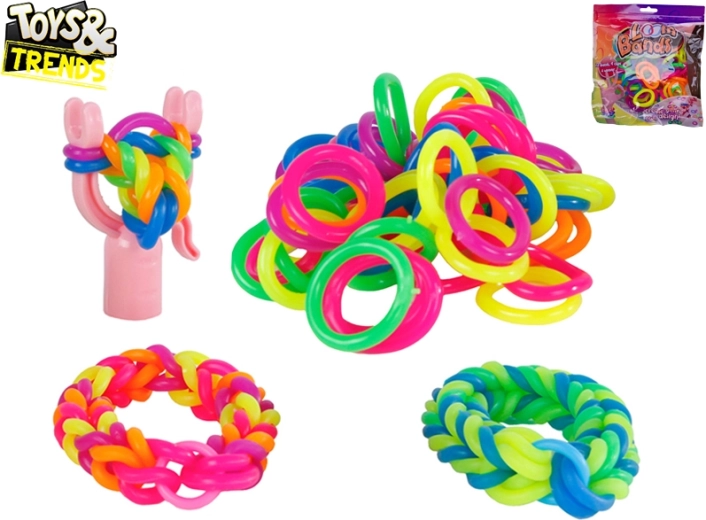 Sæt til strikning af mega elastikarmbånd TOYS&TRENDS (72 stk.)
