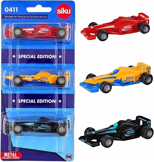 Siku sæt med 3 racerbiler i metal (formel)