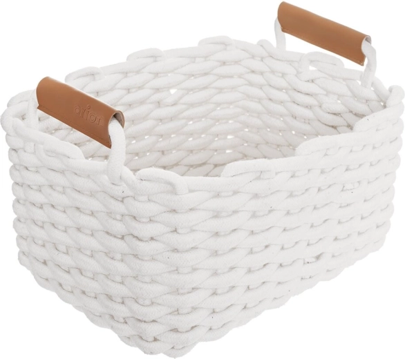 Opbevaringskurv Skandi i bomuld, hvid 30 × 23 × 20,5 cm