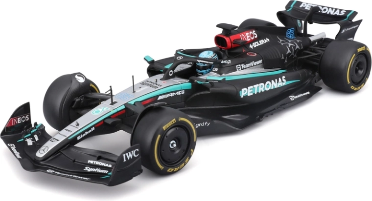 Bburago model F1 Mercedes-AMG Petronas W15 2024 George Russell #63 1:24 i akrylboks