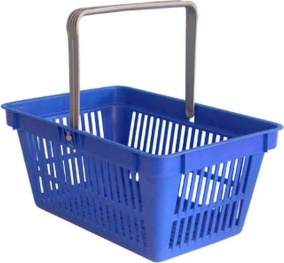 Indkøbskurv med ét håndtag 44,5 × 30 × 21,5 cm, plast, farvemix, bæreevne 15 kg