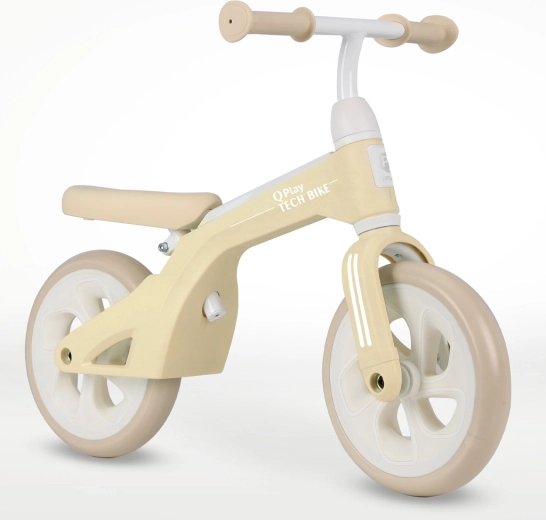 Qplay Tech cremefarvet løbecykel 10" til børn 2–4 år