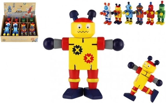 Trærobot 12 cm – sæt med 6 farverige varianter