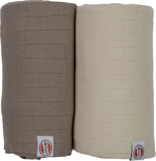 Lodger swaddler solid, sæt med 2 stk. 110 × 110 cm birch/buffalo