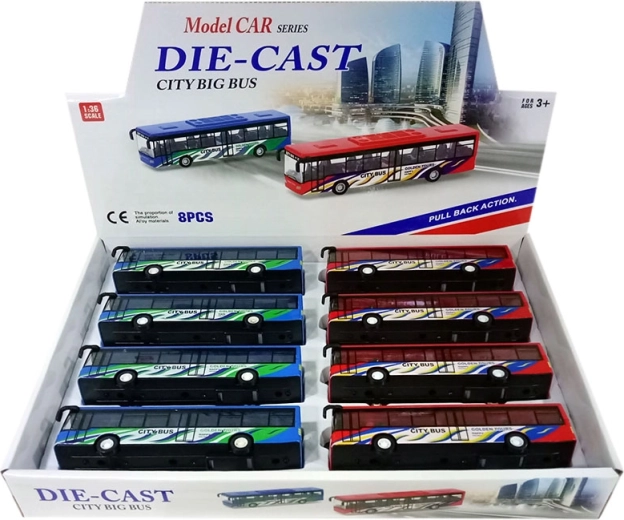 Bybus i metal 1:36 med pull‑back‑drev