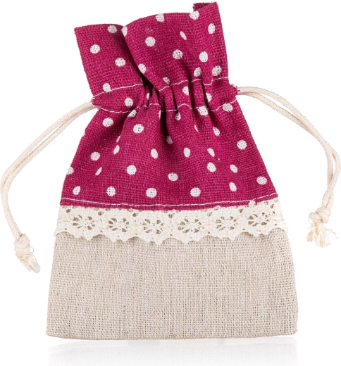 Dekorativ bomuldspose DOTS 10 × 13 cm, rød