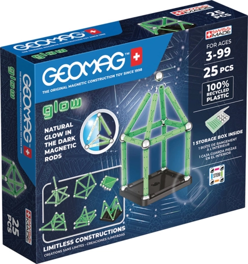 Geomag Glow selvlysende magnetisk byggesæt af genanvendt plast, 25 dele