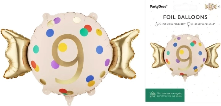 Folie fødselsdagsballon Cukierek – tal 9 (slik/bonbon)