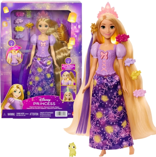 Disney Princess Rapunzel med magisk lysende hår og tilbehør