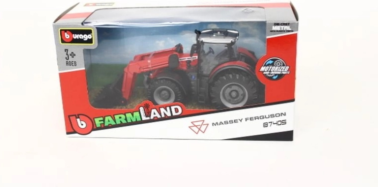 Traktor Bburago Farm Massey Ferguson 8740S med frontlæsser 10 cm