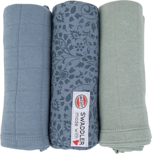 Lodger swaddler Flower tribe ocean – sæt med 3 stk. 70 × 70 cm