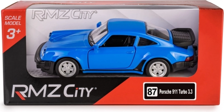 Metalmodel RMZ City PORSCHE 911 Turbo 3.3 1:32 blå med pull-back