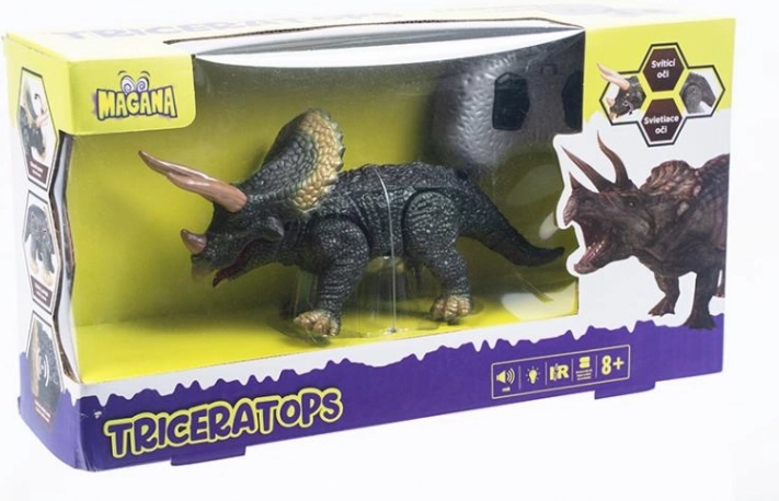 Triceratops-dinosaur på fjernbetjening med lys og lyde