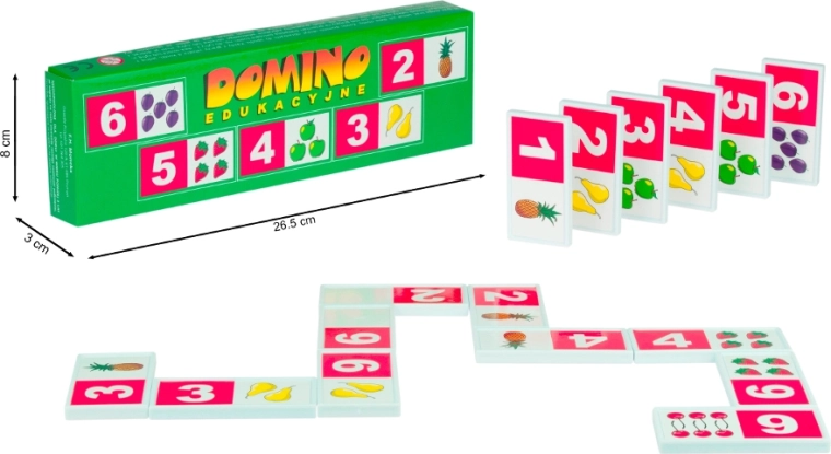 pædagogisk plastdomino – tal og frugter