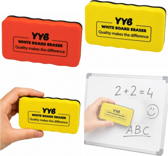 Magnetisk tavlevisker til whiteboard af skum og filt gul 10,5 cm - 1 stk.