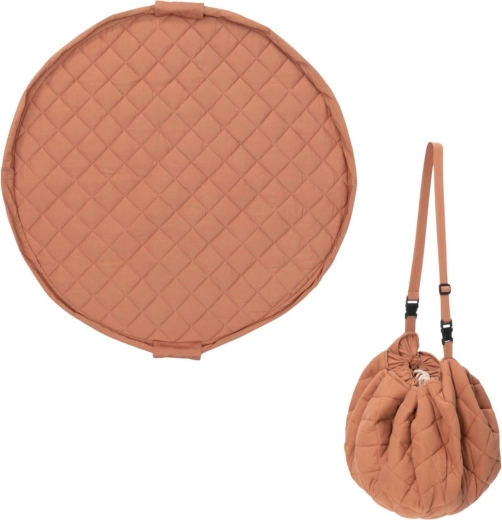 Play&Go Noomad soft økologisk legetæppe og legetøjspose tawny brown